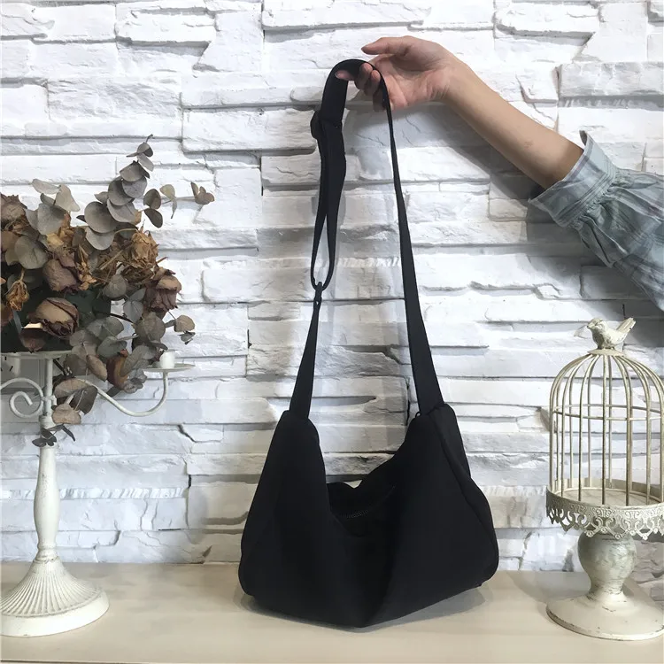 

women bag dark style Nylon Baguette Casual Solid Zipper Soft Shoulder Bags japan simple UNISEX high-capacity bag