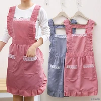 tenmiu fashion double layer waterproof and oil proof apron kitchen cooking waist cute princess smock home female overalls
