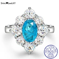 shipei 925 sterling silver oval created moissanite paraiba tourmaline tanzanite gemstone engagement ring for women fine jewelry