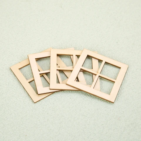 4 шт. Миниатюрные деревянные окна для кукольного домика perfeclan 1/12