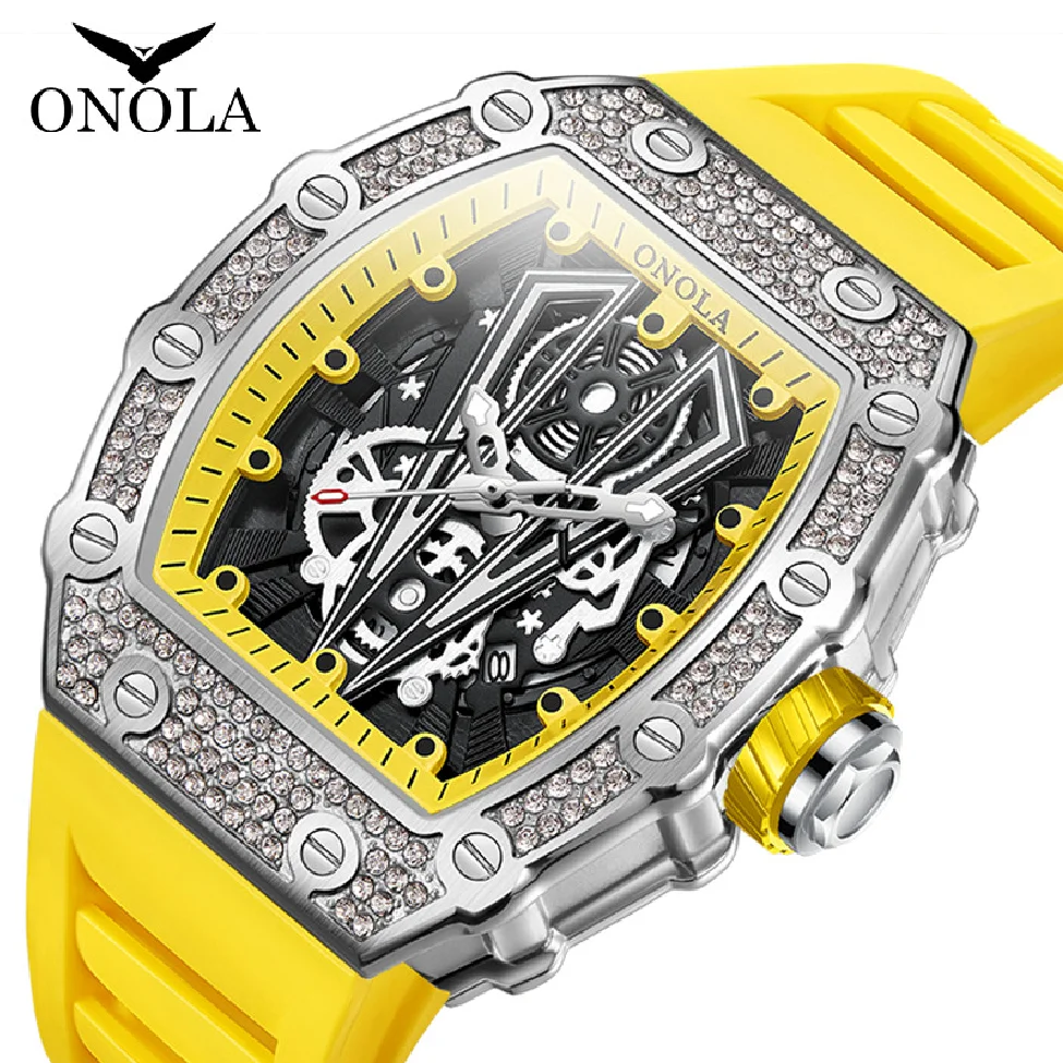 New Diamond Fashion Men Watch ONOLA  Top Luxury Man Watches Quartz Sports Waterproof Men's Wristwatch Clock Relogio Masculino