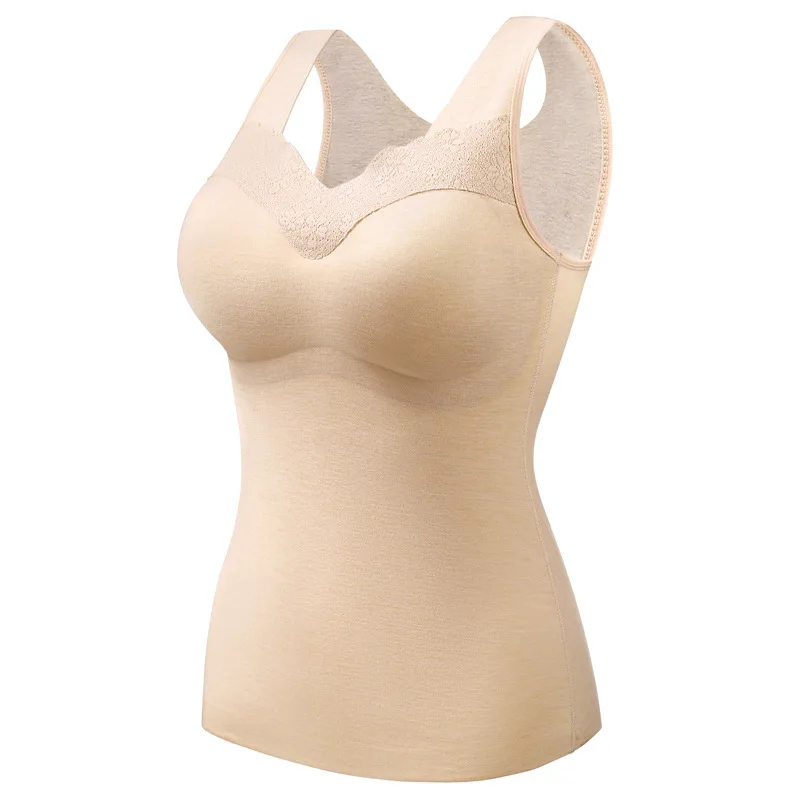 Autumn and Winter Fleece-Lined Thick Velvet Thermal Vest Women's Bra Seamless Underwear Padded Vest Underwear thermal underwear