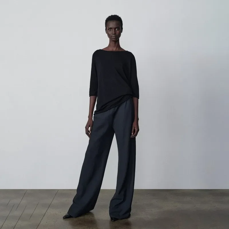 Женские прямые простые брюки TheR0 * 24ss на весну и осень повседневные широкие