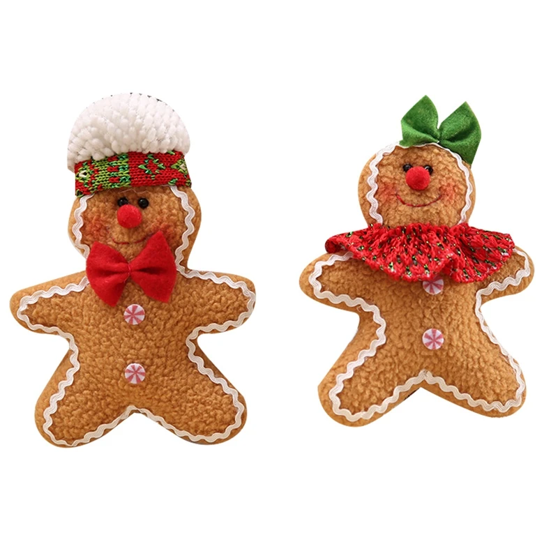 

2Pcs Gingerbread Man Hanging Merry Christmas Ornaments Gift Ornament Xmas Tree Decoration Festival Party Supplies