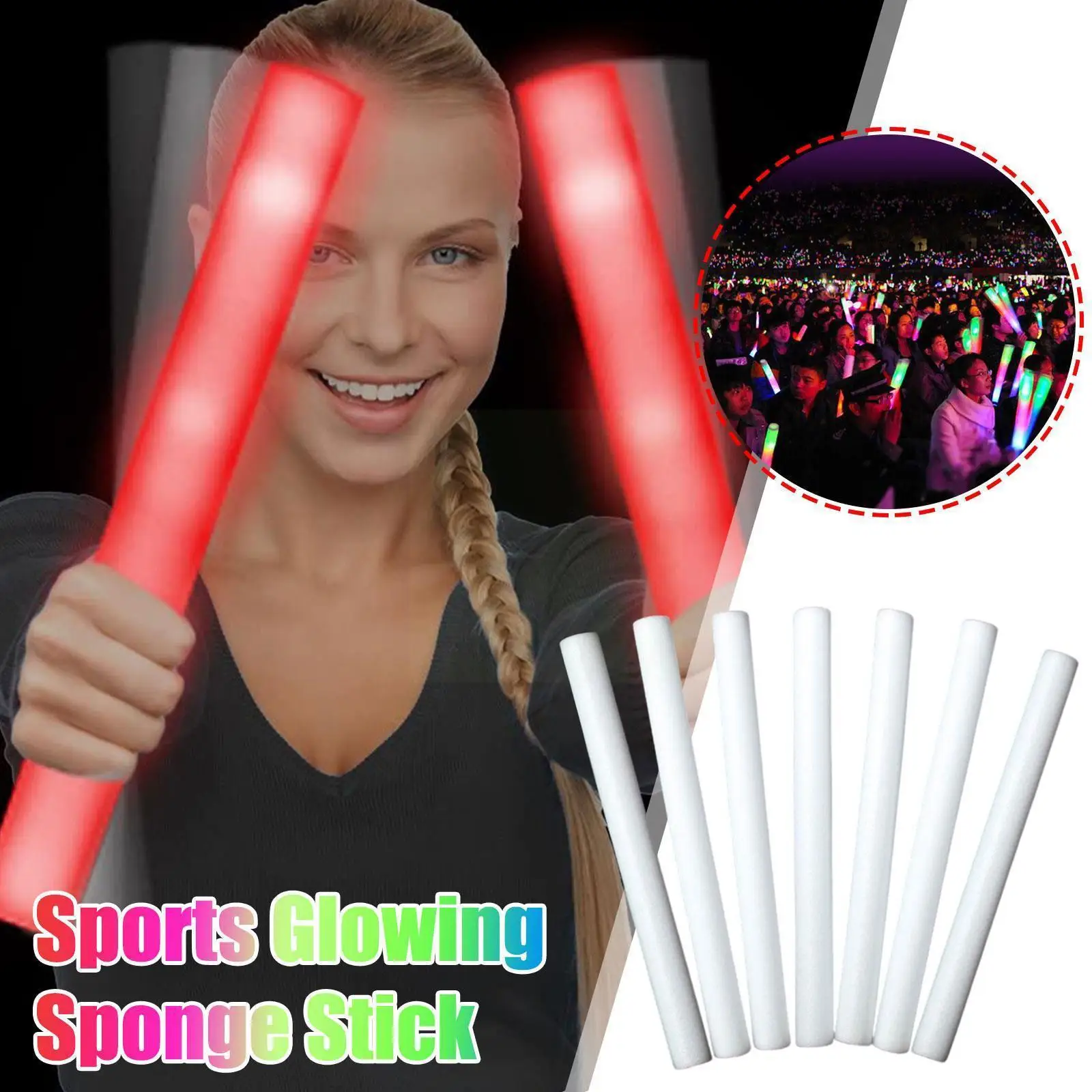 

Glow Sticks Colorful Led Foam Stick Glow Sticks Cheer Tube Diy Led Glow In The Dark Light For Concert Party Carnival Rave B6m7