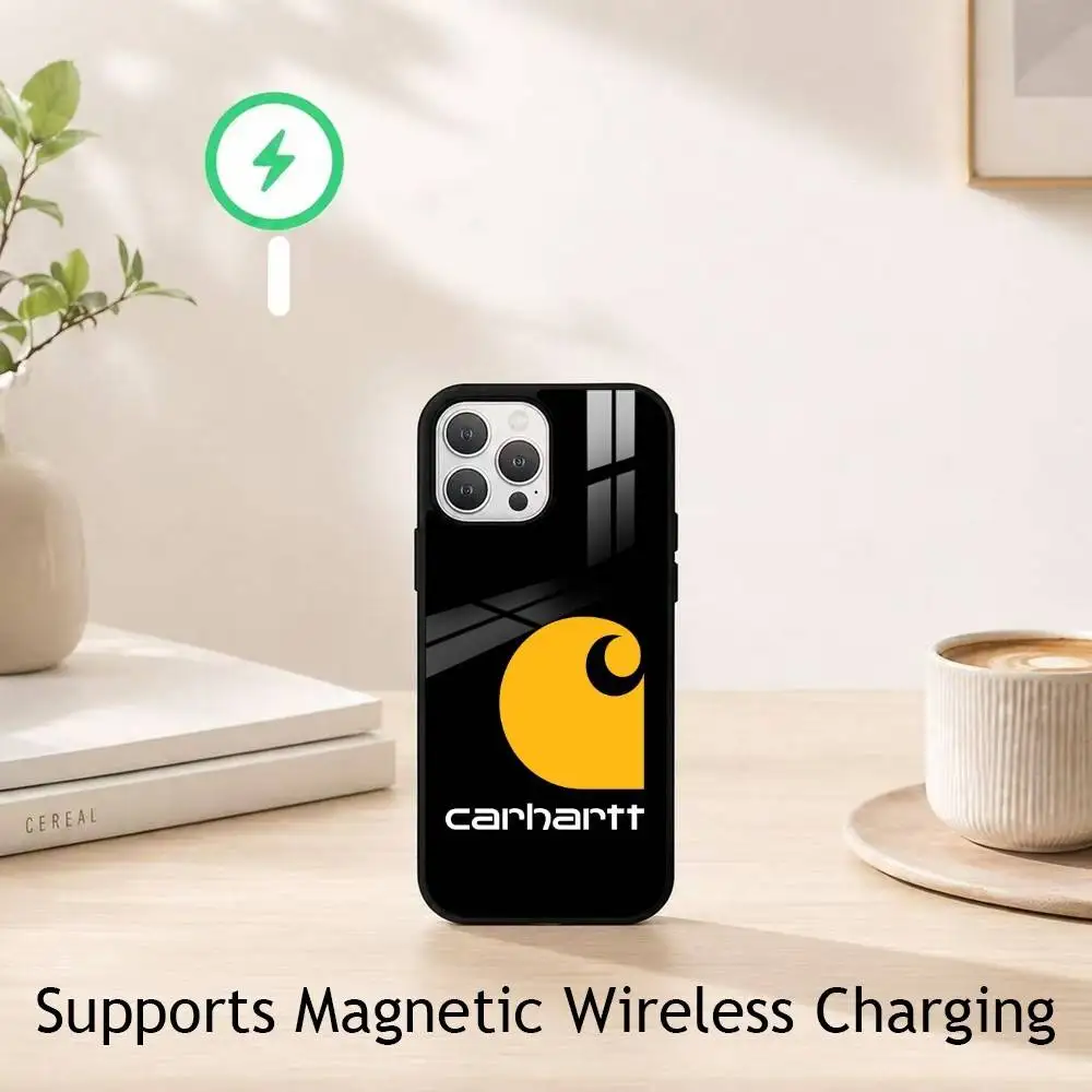 Модный чехол для телефона с логотипом C-Carhartt для iPhone 17, 16, 15, 14, 13, 12, 11 Plus, Pro с поддержкой магнитной беспроводной зарядки (art.: 3920db0762e04) - 3920db0762e04