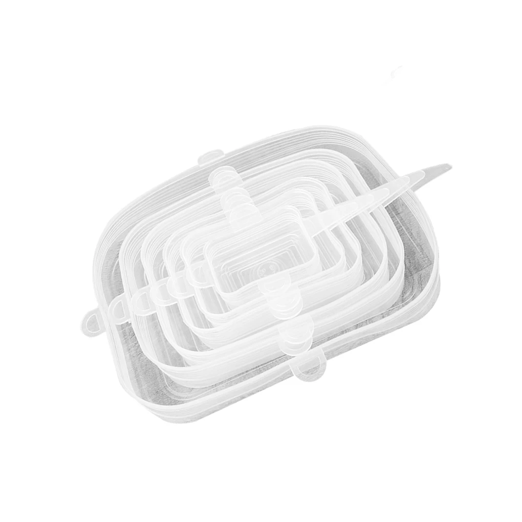 

6Pcs Silicone Stretchable Fresh-Keeping Cover Reusable Fruits Vegetables Food Sealed Storage Lids FEA
