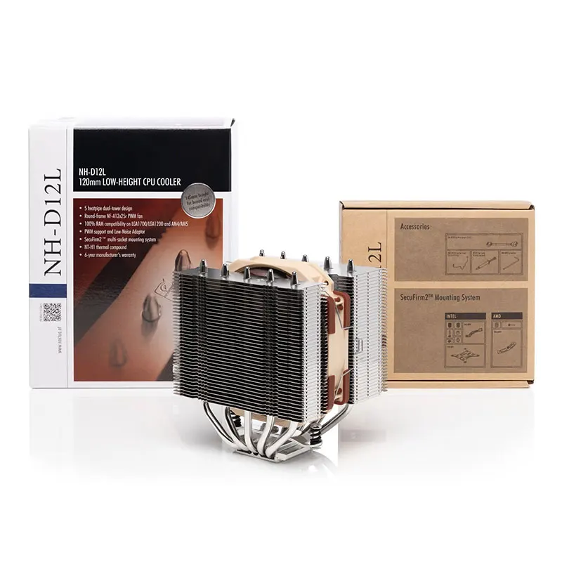 Фото Noctua NH-D12L Twin Towers 5 тепловых трубок Кулер для процессора с медным дном 4-контактный ШИМ Тихий охлаждающий вентилятор для LGA1700 115X 2011 AM4 AM5 №5