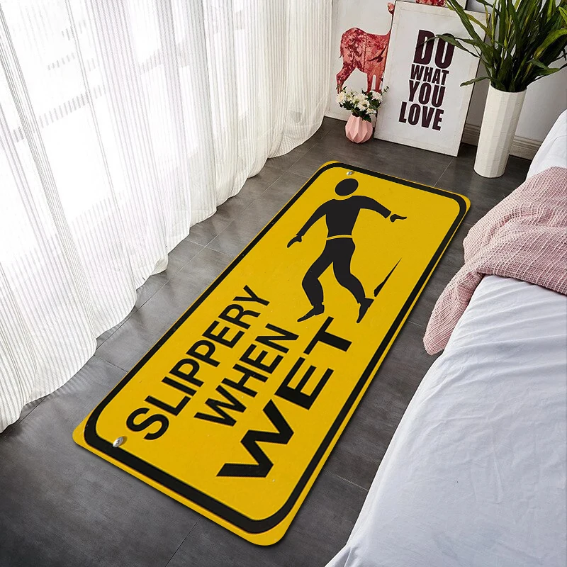 

Be Careful of Slippery Ground Doormat Entrance Door Mat Kitchen Carpet Balcony Room Mats Rug Foot Bath House Washable Non-slip