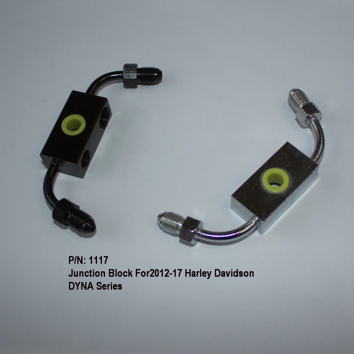 

Chrome Junction Block Tee Adapter For 2012-2017 Harley Davidson DYNA Series With ABS Single Disc 1117