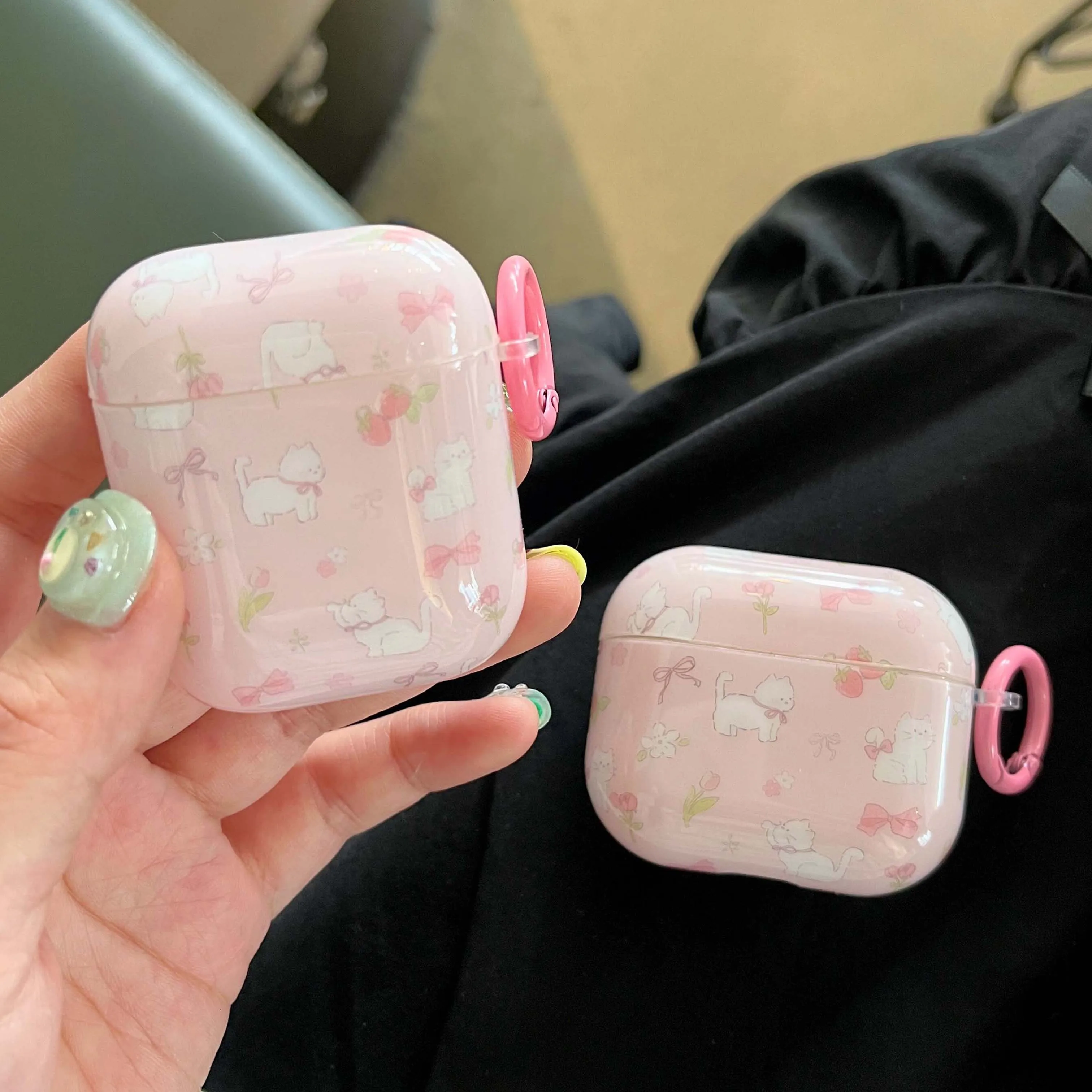 Мультяшные розовые Клубничные коты ins милые imd наушники для apple airpods 1 3 2 pro 2-я