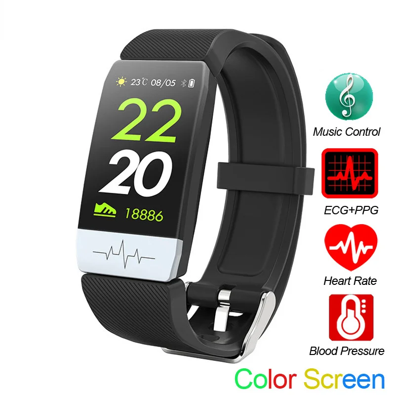 

Смарт-браслет Q1S Android IOS спортивный браслет ЭКГ пульсометр кровяное давление монитор сна фитнес-трекер цветные вызовы сообщения часы