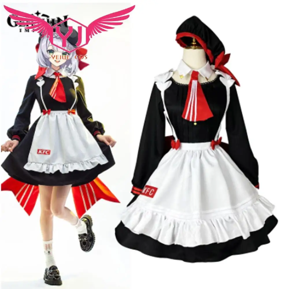 

Genshin Impact x KFC Noelle Cosplay Costume Women Maid Lolita Dress With Hat Halloween Carnival Outfit Women Dress