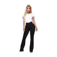 high waisted jeans bell bottom jeans mom black jeans fashion button patch pocket washed pants loose wide leg denim trousers 6151
