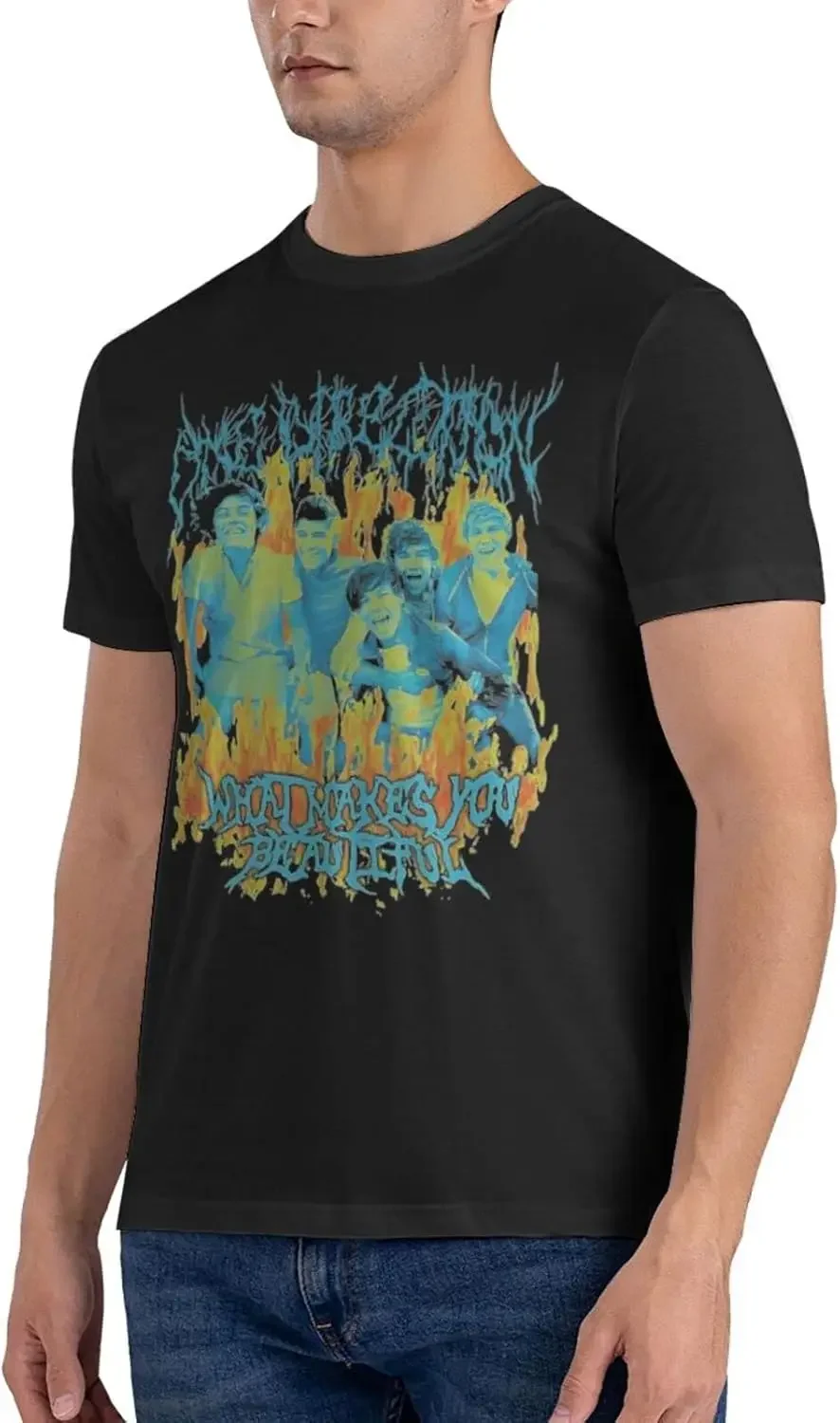 РОК-ГРУП. Мужская футболка Ones Music and Directions модная с графическим принтом летние