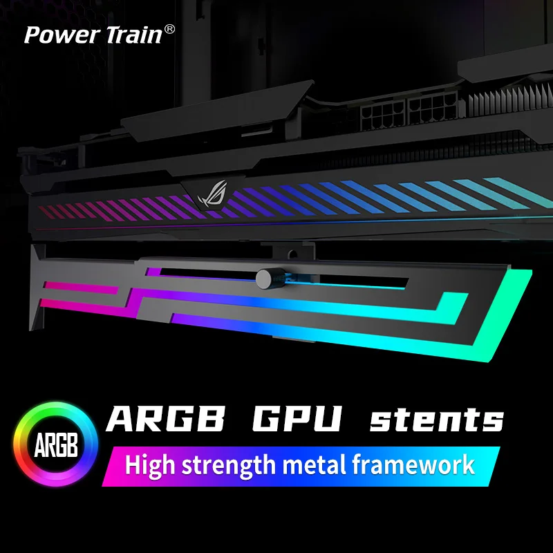 Power Train ARGB Graphics Card Bracket 5V 3PIN ARGB AURA SYNC Computer Graphics Card VGA Holder Height Adjustable