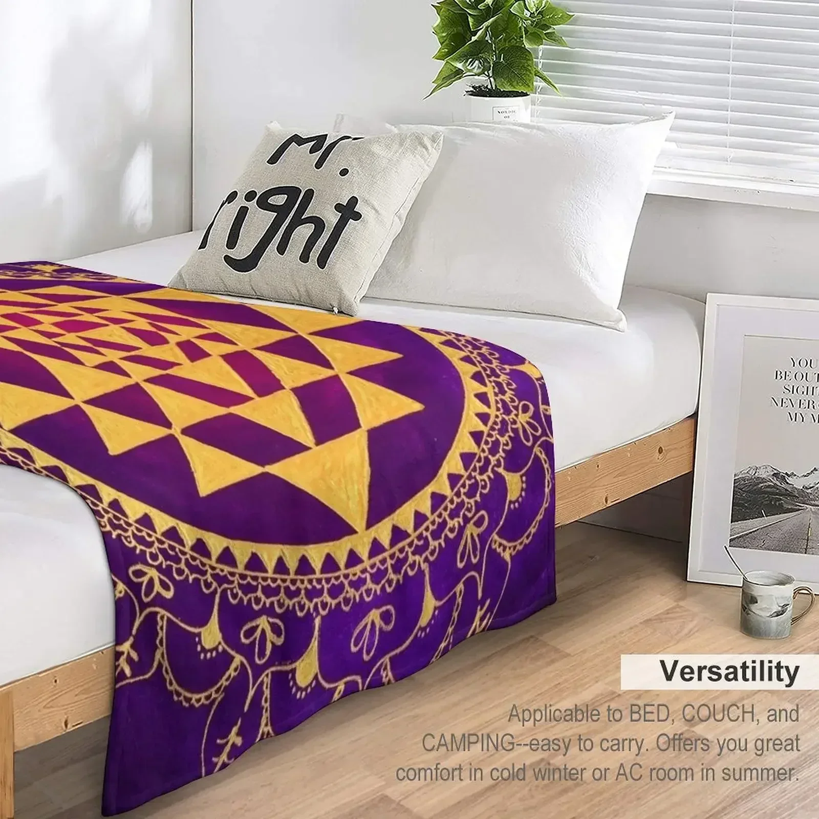 Одеяло с сакральной геометрией Шри Янтра Свободные тонкие одеяла