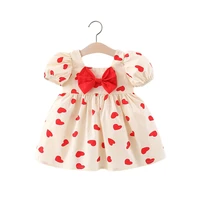 baby girl dress sweet bow love heart print princess dresses summer childrens clothing birthday party gift infant girl clothes