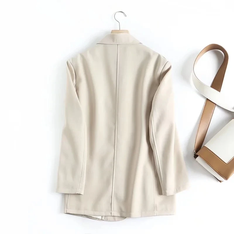 Withered England Style Office Lady Loose Single Jacket Fashion Simple Breasted Boyfriend Casual Blazers Women Tops