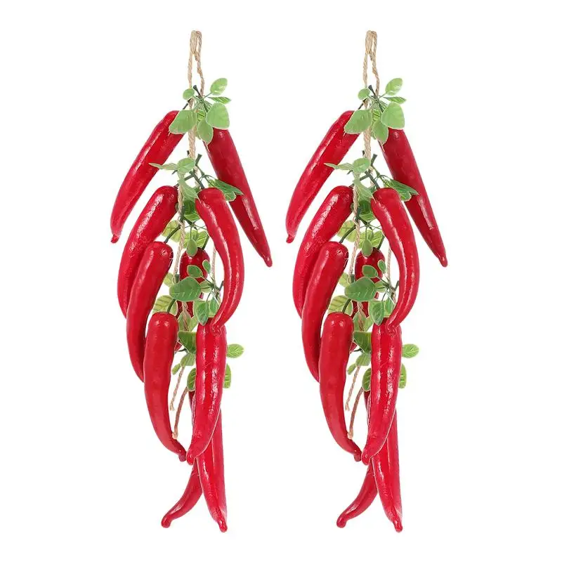 

2 Strings Simulation Long Pepper Fake Pepper Farm Photography Prop Vegetable Decor