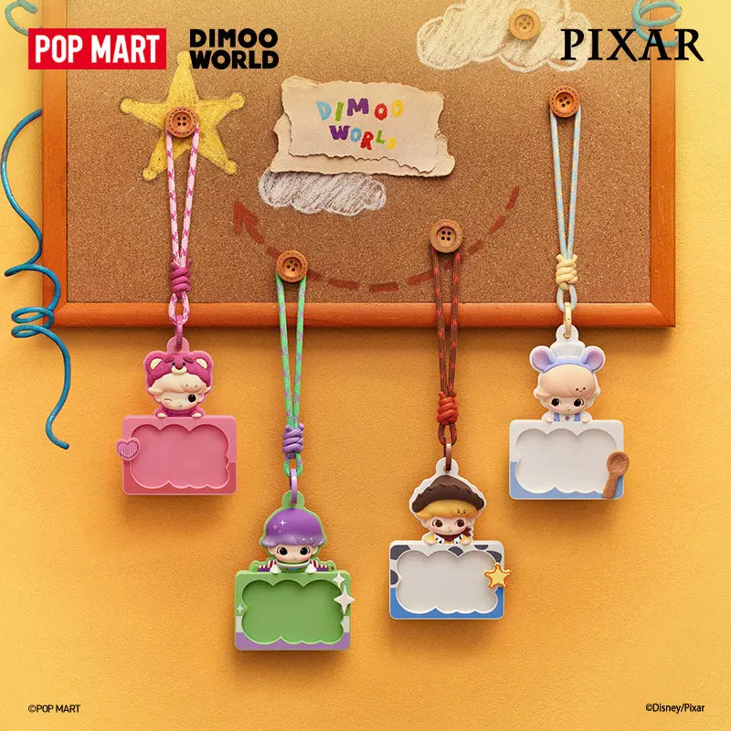 Фото Оригинальный хит продаж: POP MART DIMOO WORLD × PIXAR – коллекционный держатель для карт в слепой коробке, сюрприз-подарок, модная игрушка №1