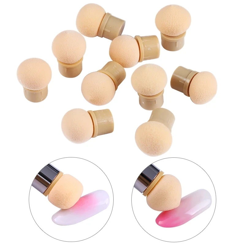 

10pcs/1pc Soft Sponge Replaceable Heads for Glitter Powder Nail Brush Round Sharp Head Gradient Pen Tool For Nail Art Design