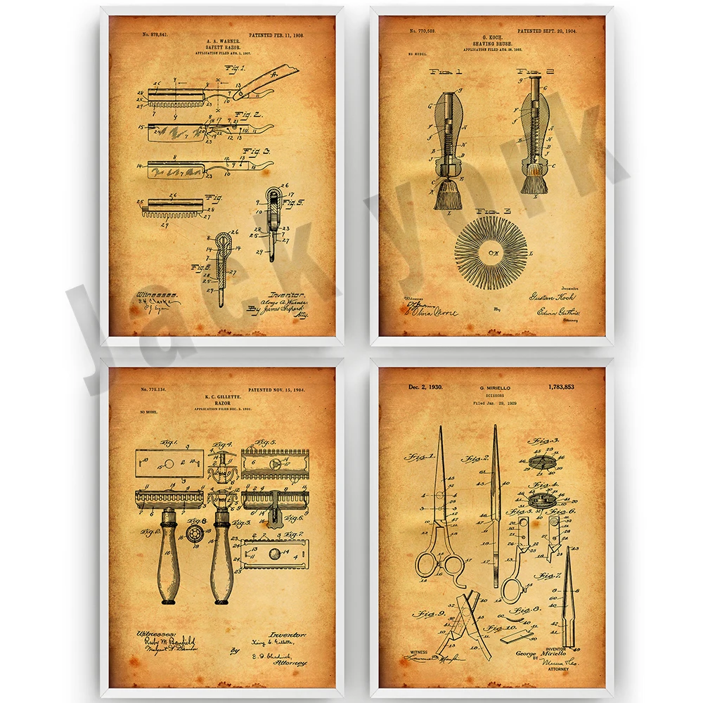 1930 Patent Print, Shaving Blueprint Gift, Wall Art Poster Bathroom Decor Gift, Barber Gift