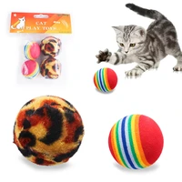 4pcs foam colorful cat toy balls interactive cat toys kitten chewing training leopard print cloth ball toy pet supplies pet toys