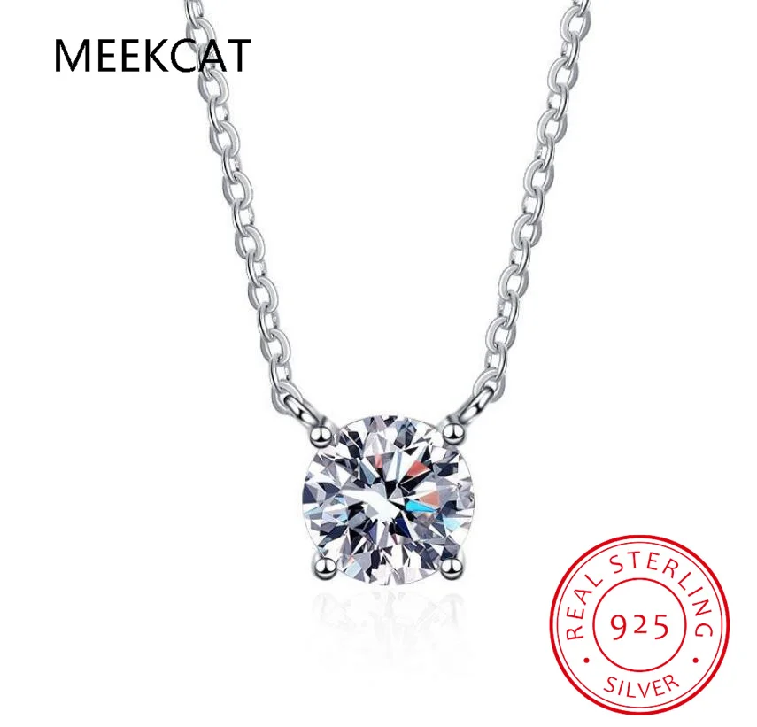 1/2/3/5 карат круглой огранки D Moissainte бриллиантовый кулон ожерелье с 4 когтями