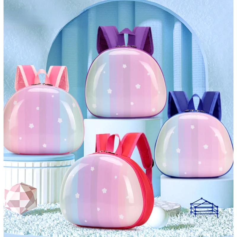 New PVC Half Round Gradient Rainbow Star Children Kindergarten Backpacks Cute Primary Sweet Girl Boy Small School Bags Fashion