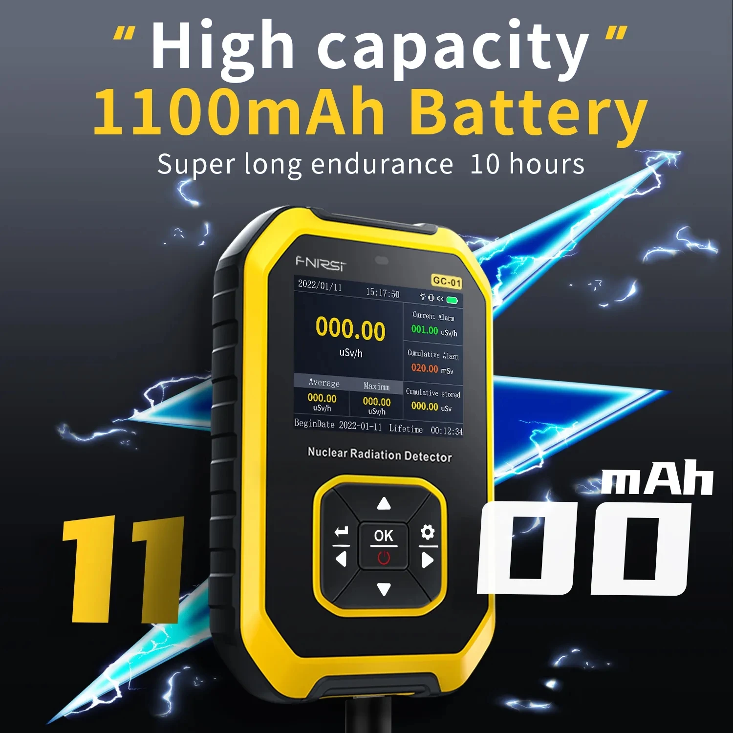 FNIRSI GC-01 Счетчик Гейгера Детектор ядерного излучения Персональный дозиметр