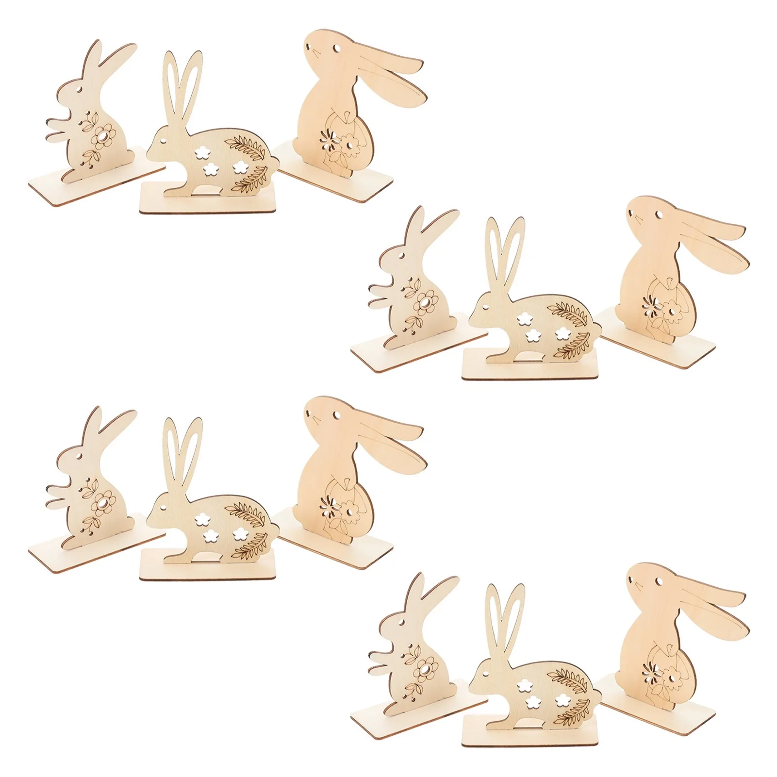 

12 шт., деревянные украшения в виде кролика