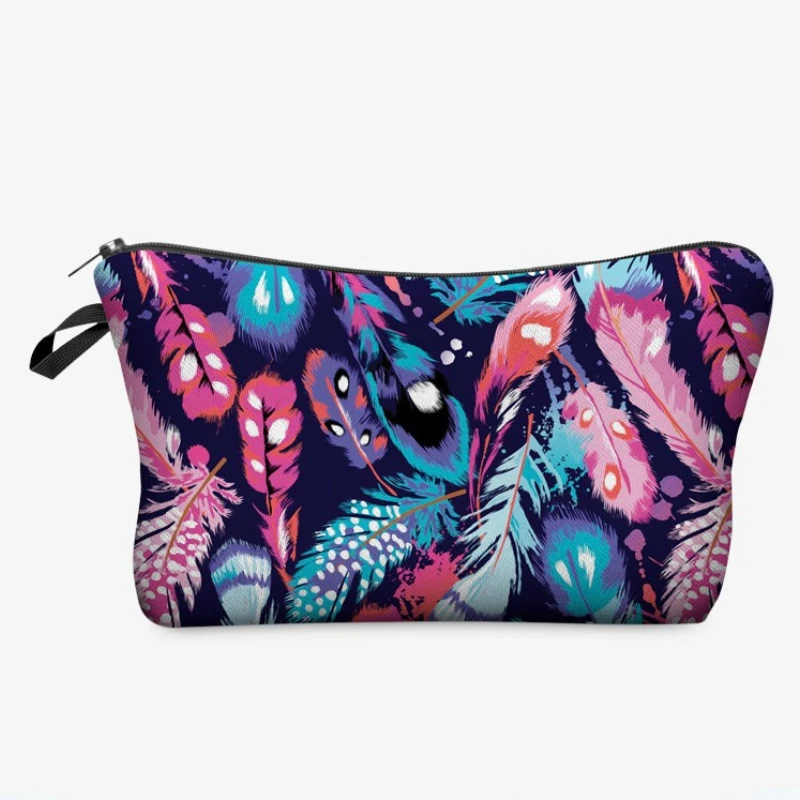 

дорожная сумка пенал косметичка косметичка дорожная органайзер для косметии Новая косметичка в этническом стиле с принтом перьев, дорожна...