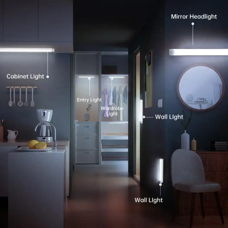 

Motion Sensor Night Light Wireless LED Light USB Rechargeable Wardrobe Cabinet Lamp For Home Closet Kitchen Bedroom Lighting
