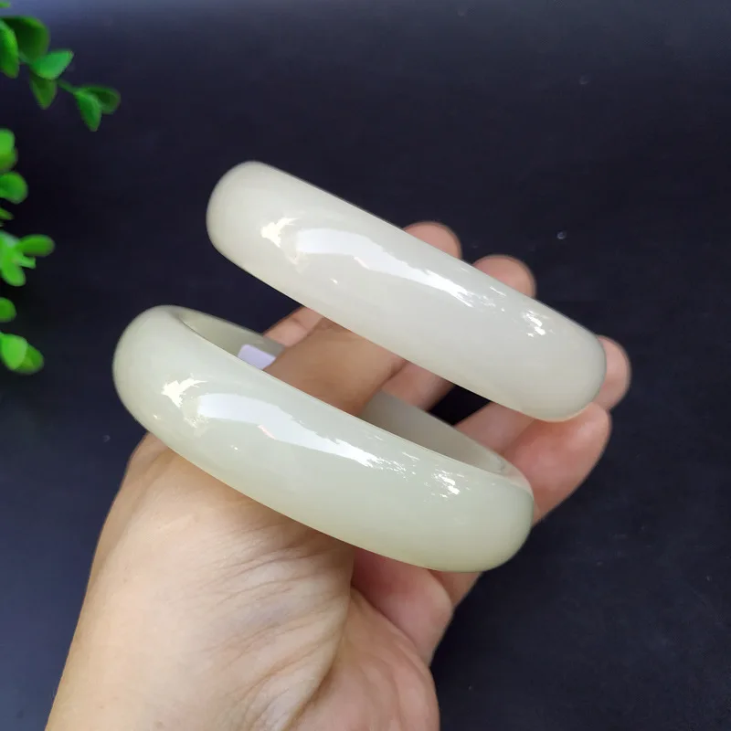 Ruifan High Quality White Jade Bangle Bracelet Charm Jadeite Jewellery Fashion Amulet Gifts for Women Fine Jewelry YBR583