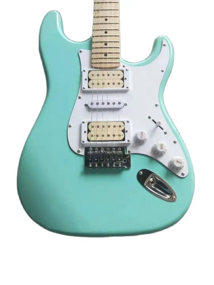

New!!! Light Green Color ST Electric Guitar, Solid Body ,Maple Fretboard, White PickGuard,HSH Pickups