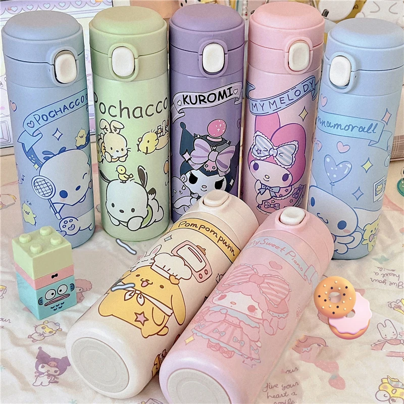 

420 мл Sanrios Cinnamoroll термос из нержавеющей стали чашка аниме Kuromi Melody Pachacco портативная Изолированная бутылка для воды кружка для кофе