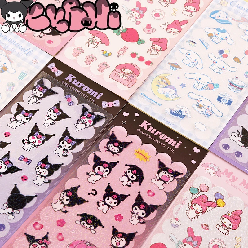 

Милые Мультяшные стикеры Sanrio Kuromi, серия My Melody Cinnamoroll, милые детские аксессуары «сделай сам», стикеры для девочек в виде двух цветов