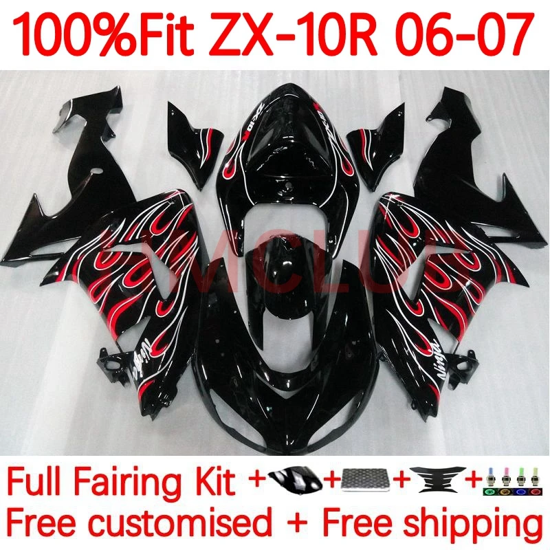 

Injection Kit For KAWASAKI NINJA ZX-10R ZX 10R 1000 CC 10 R 1000CC ZX10R 2006 2007 ZX1000 06 07 OEM Fairing 69No.20 red flames