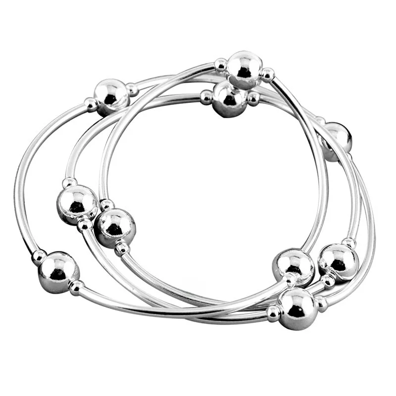 Дизайн из стерлингового серебра 99 простой эластичный женский браслет ручной