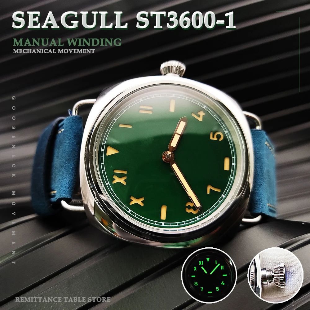 Дешево Часы наручные мужские механические, винтажные асептические светящиеся в стиле сандвич из Калифорнии, 45 мм