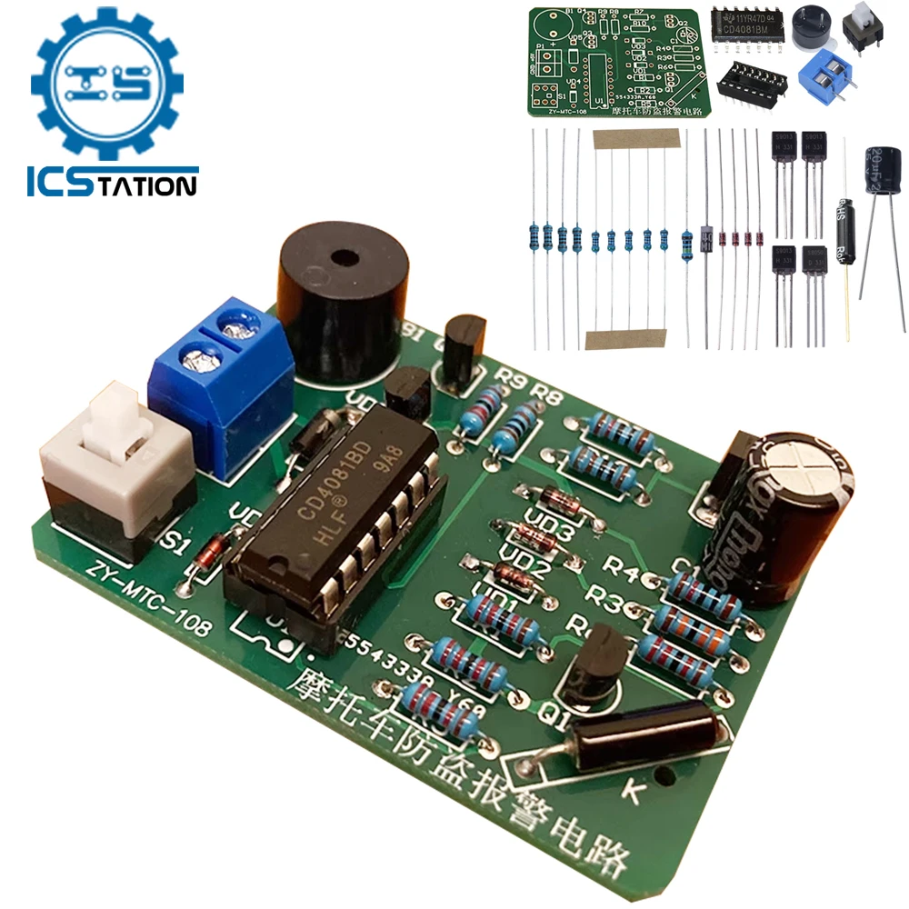 

For Motorcycle Anti-theft Vibration Alarm Circuit Module DIY Electronic Kit Soldering Project Practice Component Welding Borad