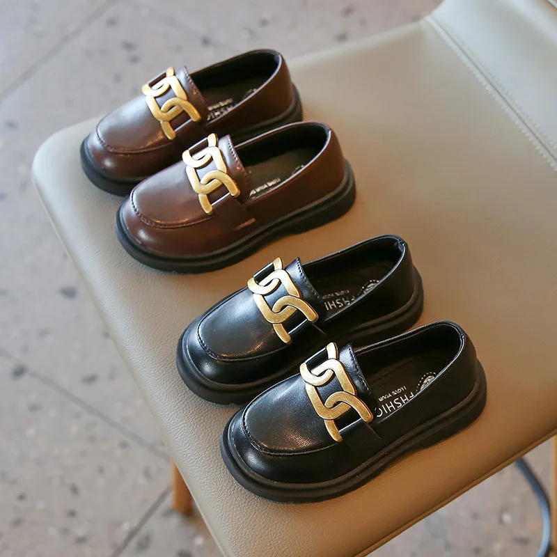 

Kids Leather Casual Shoes 2022 Spring Autumn New British Style Children Non-slip Dress Shoes Boys Girls Loafers Single Shoes