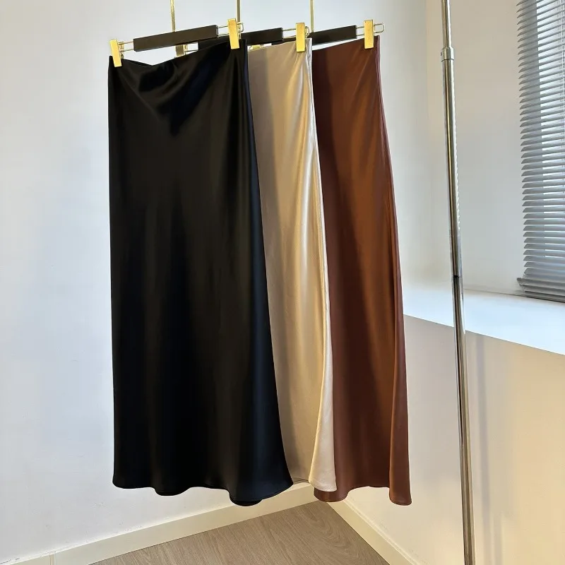 Летняя Новинка юбка-годе из искусственного атласа средней длины облегающая с