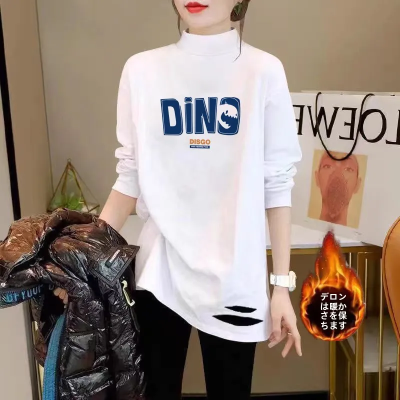 Осень-зима 2024 рваная нижняя рубашка Dralon на флисовой подкладке женская в стиле