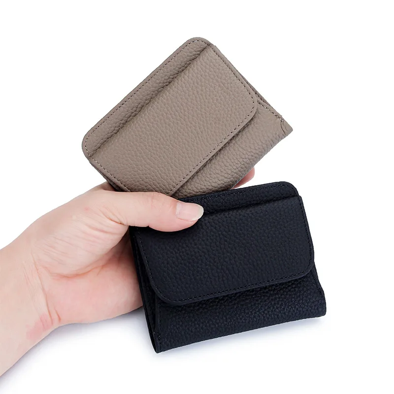 

X2212 First Layer Cow Leather Lady Purses Girl Small Hasp Flap Coin Pocket Square Billfolds Card Holder Slots Wallets Cash Bags