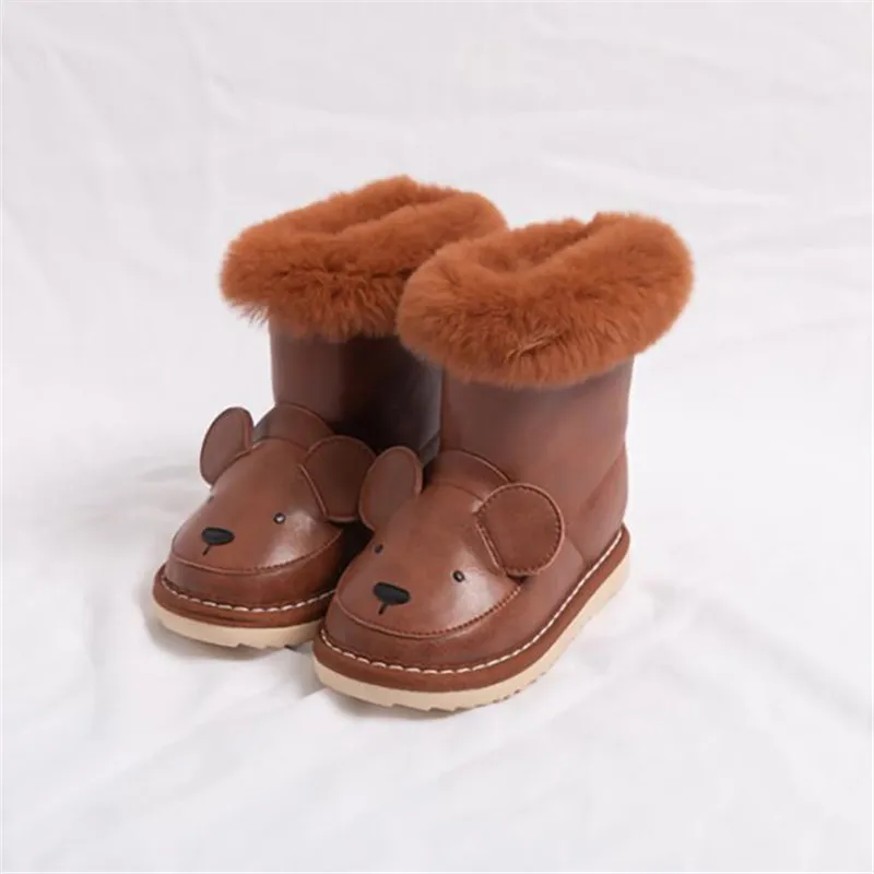 

Cartoon Toddler Snow Boots Winter Kid Fur Rubber Boot Warm Children Ankle Booties