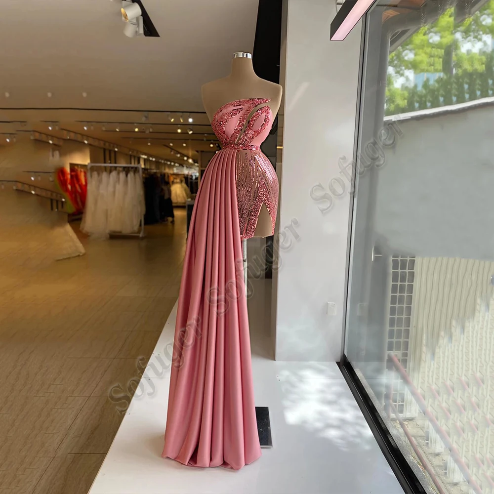 

Платье для выпускного вечера с блестками, без бретелек