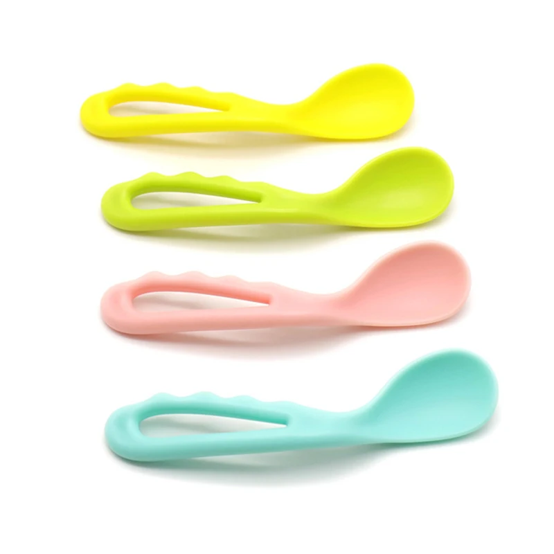 

2Pcs/box Children Spoon Fork Set Cutlery Tableware Item Bendable Silicone Feeding Utensils Care Tool for Newborn Baby Kids Stuff