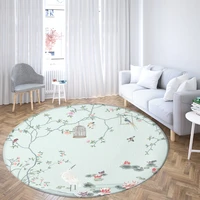 round living room rug flower and bird pattern rug sofa coffee table rug home decor bedroom bathroom floor mat printed rug